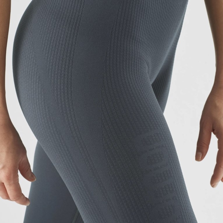 Dark Grey Salomon Essential Seamless Women's Running Tights | IE CP5920